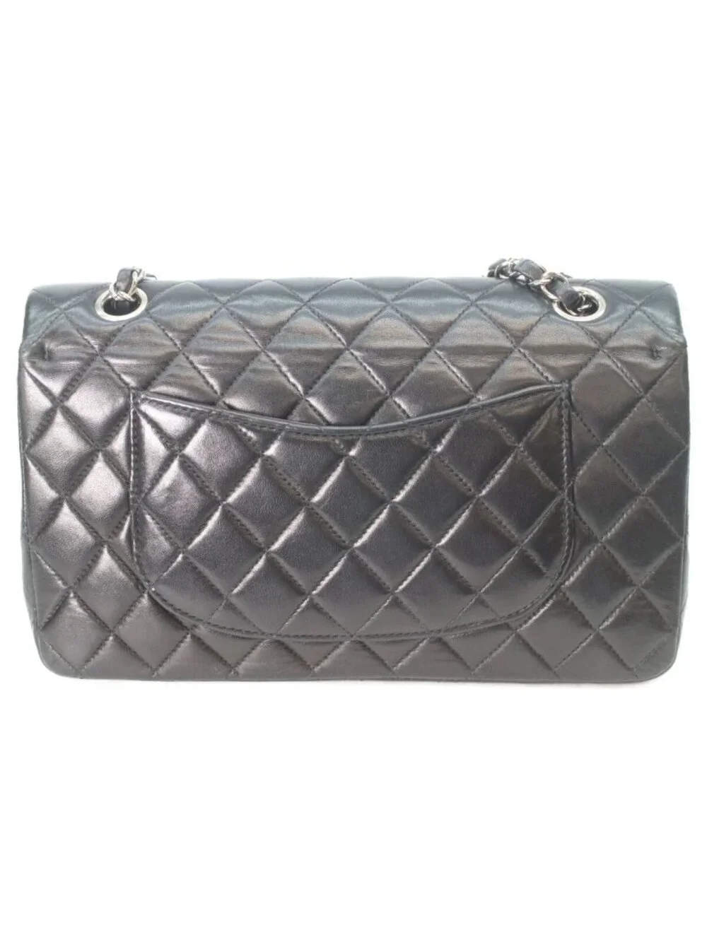 Chanel Black Lamb Silver Quilted 25 Shoulder Bag